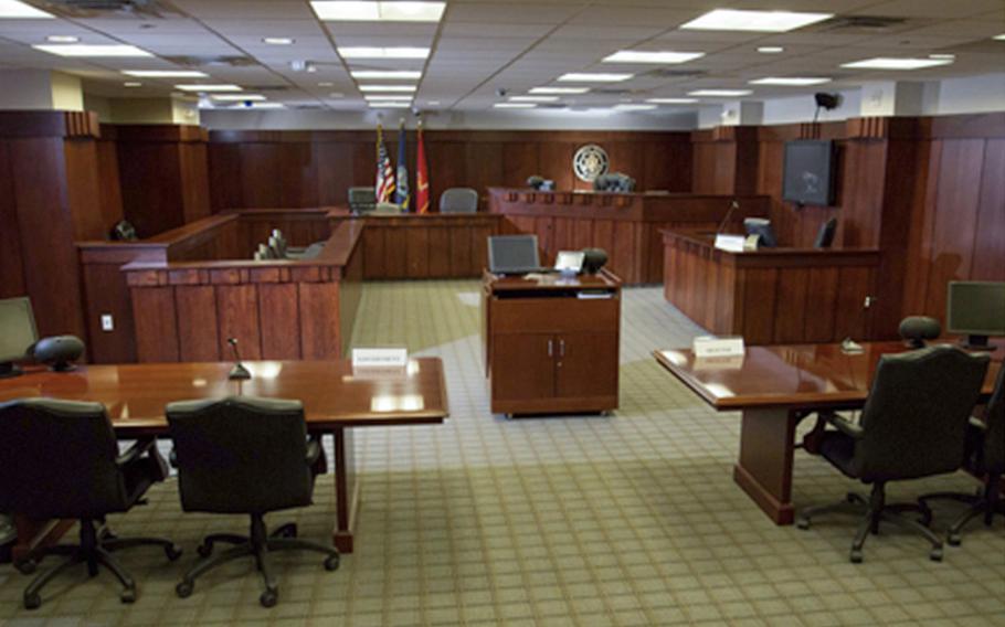 A military courtroom at the Navy Yard in Washington, D.C. The Defense Department is working on meeting a legal requirement that uniformed child sex offenders be reported to a federal sex offender database managed by the Department of Justice, and then passed along to a searchable national internet database.