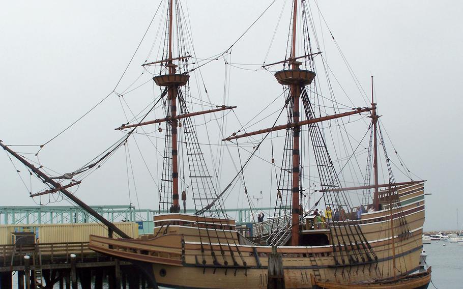 Mayflower II, a replica of the ship that brought the Pilgrims to the New World, is anchored in downtown Plymouth, Mass.