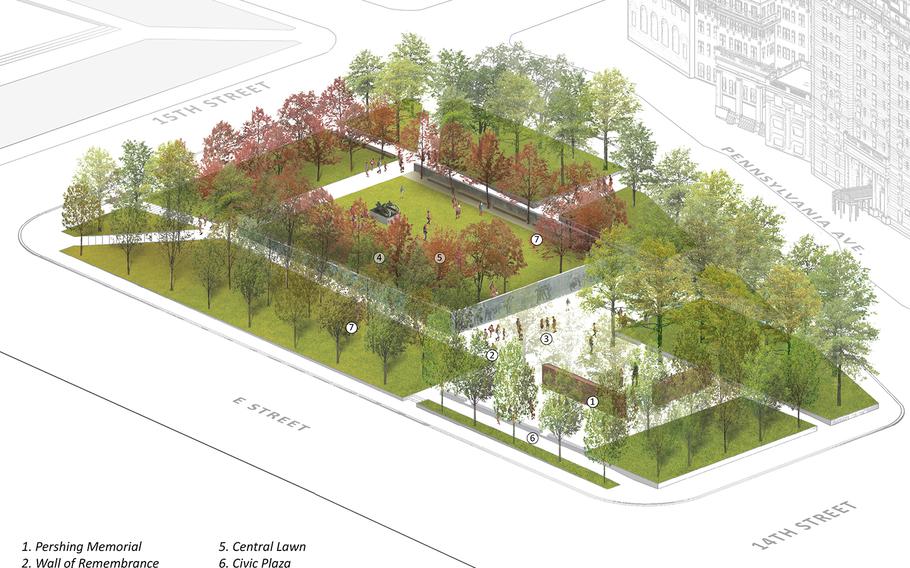 The winning design concept for a new WWI memorial in Washington, D.C., by Joe Weishaar and Sabin Howard.