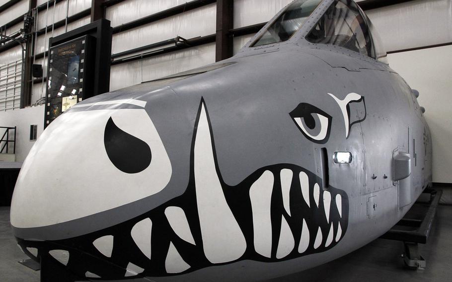 A rhino motif breaks from the usual shark theme at the Pima Air and Space Museum in Tucson, Arizona.