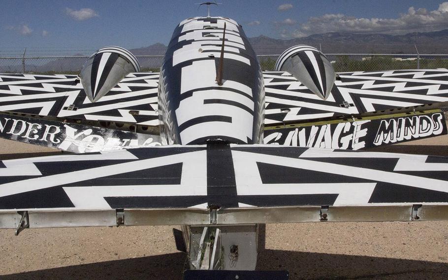 A Beechcraft UC-45, decorated as part of "The Boneyard Project," at the Pima Air and Space Museum in Tucson, Arizona.