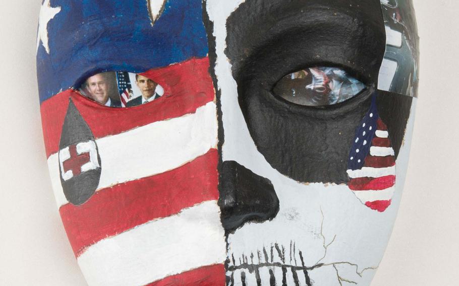 This mask was designed by an active-duty servicemember during art-therapy sessions at the National Intrepid Center of Excellence, Walter Reed National Military Medical Center. It is one work from a temporary exhibit of art-therapy masks on display at the National Museum of Health and Medicine, Silver Spring, Md., through September 2016. 