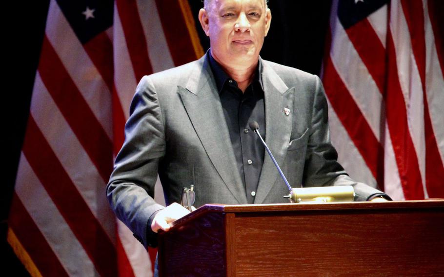 Actor Tom Hanks addresses the crowd at the launch of the Hidden Heroes campaign for military caregivers. Hidden Heroes is a groundbreaking campaign created by the Elizabeth Dole Foundation to call attention to the countries 5.5 million military and veteran caregivers.