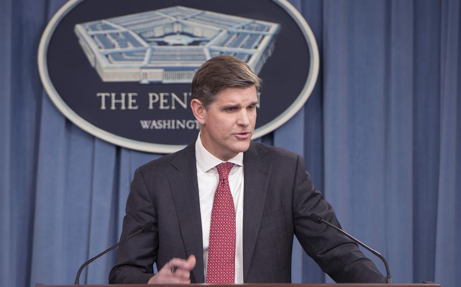 Pentagon Press Secretary Peter Cook briefs reporters Nov. 22, 2016, at the Pentagon in Washington, D.C. 