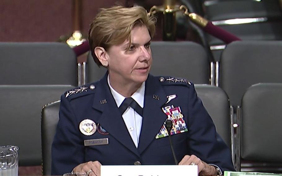  Air Force Gen. Lori J. Robinson, commander of U.S. Northern Command, testifies at a Senate Armed Services Committee hearing, April 6, 2017.
