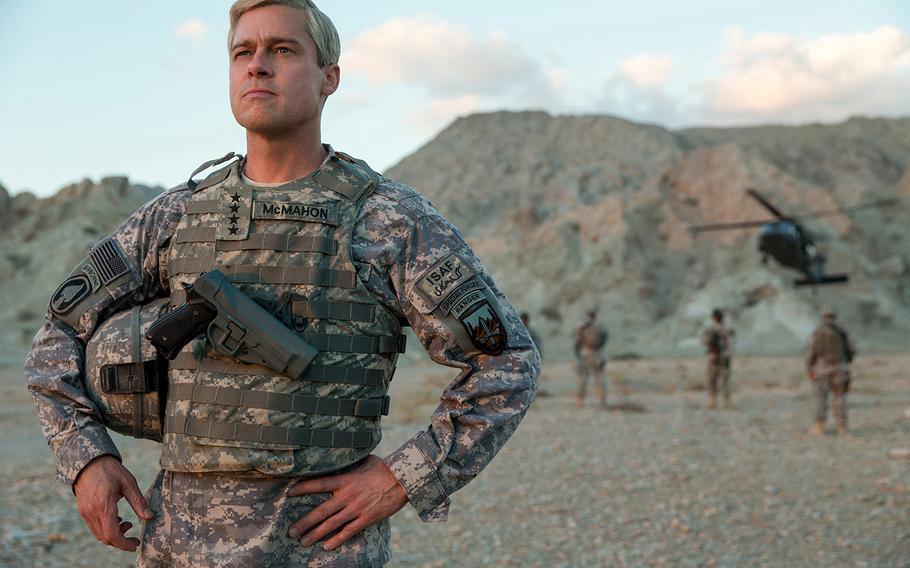 Brad Pitt in the Netflix movie "War Machine." 