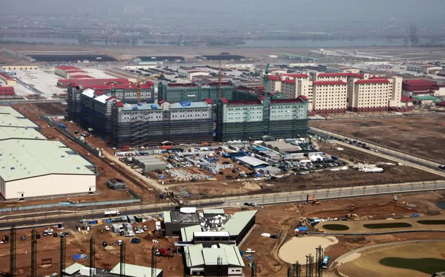 New barracks facilities at Camp Humphreys, South Korea, as seen in a screen capture from an April, 2017 video. Camp Humphreys would be the destination for a stationed brigade in a plan put forth by an Army War College professor.