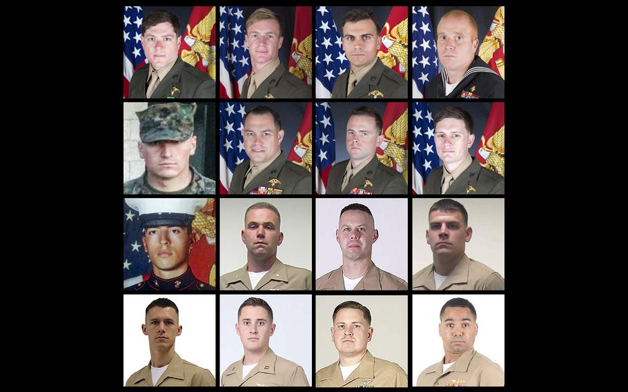 The 16 servicemembers killed Monday, July 10, 2017, in a crash in Mississippi have been identified.