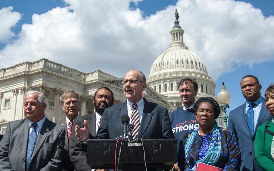 U.S. Rep. Ted Poe, R-Texas, and other members of a Texas delegation in Washington, D.C., on Thursday, Sept. 7, 2017, as they urged congressional members to approve funding for recovery efforts following the devastation caused by Hurricane Harvey and the anticipated damage from Hurricane Irma, which was on track to hit the U.S.