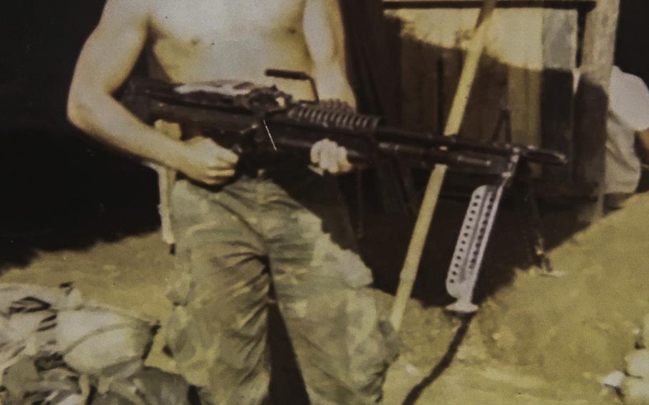 In this undated photo, Mike Sanzaro poses while deployed to Vietnam as a machine gunner.