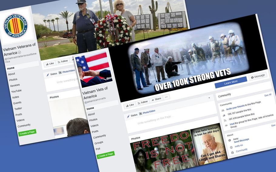 Vietnam Veterans of America, a congressionally chartered veterans service organization, runs a public Facebook page. Another page, Vietnam Vets of America, isn’t affiliated with a major veterans group. VVA calls them an "imposter page." 