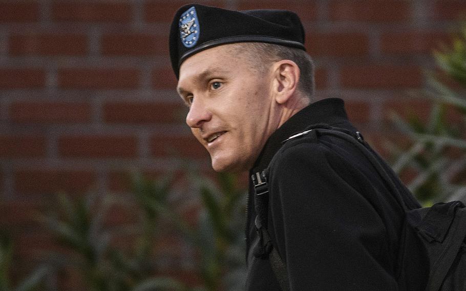 Army judge Col. Jeffery Nance arrives at the Fort Bragg courtroom facility for Army Sgt. Bowe Bergdahl's sentencing hearing on Oct. 31, 2017, on Fort Bragg, N.C. At sentencing on Friday, Nov. 3, 2017, Nance gave Bergdahl a dishonorable discharge but no jail time.