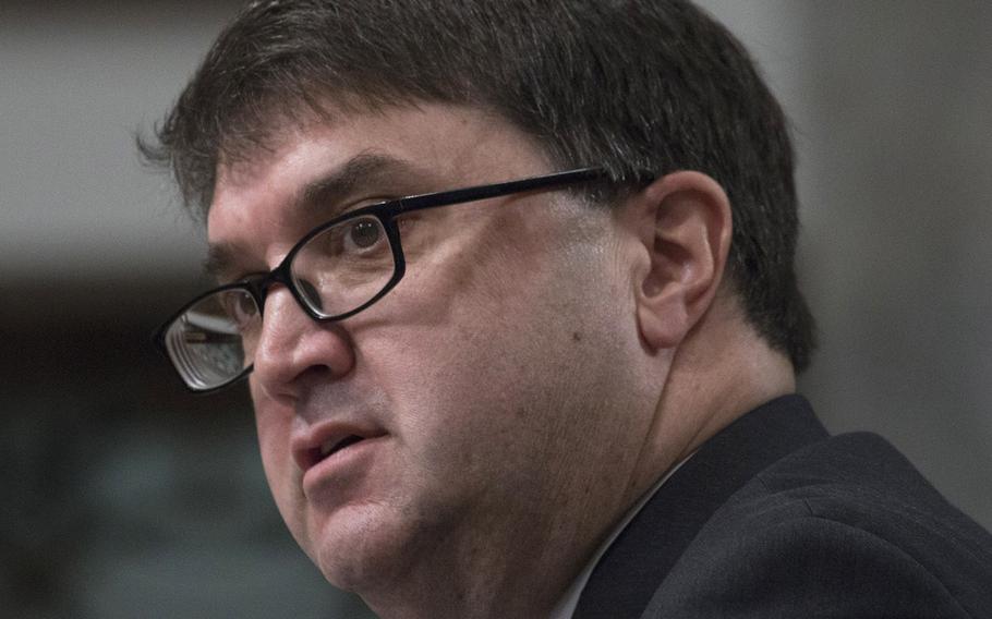 Robert L. Wilkie, acting Veterans Affairs secretary, photographed on Nov. 2, 2017 during a Senate Armed Services Committee hearing on Capitol Hill.