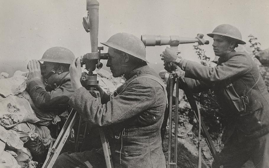 A U.S. artillery observation post near Mount des Allieux in World War I.