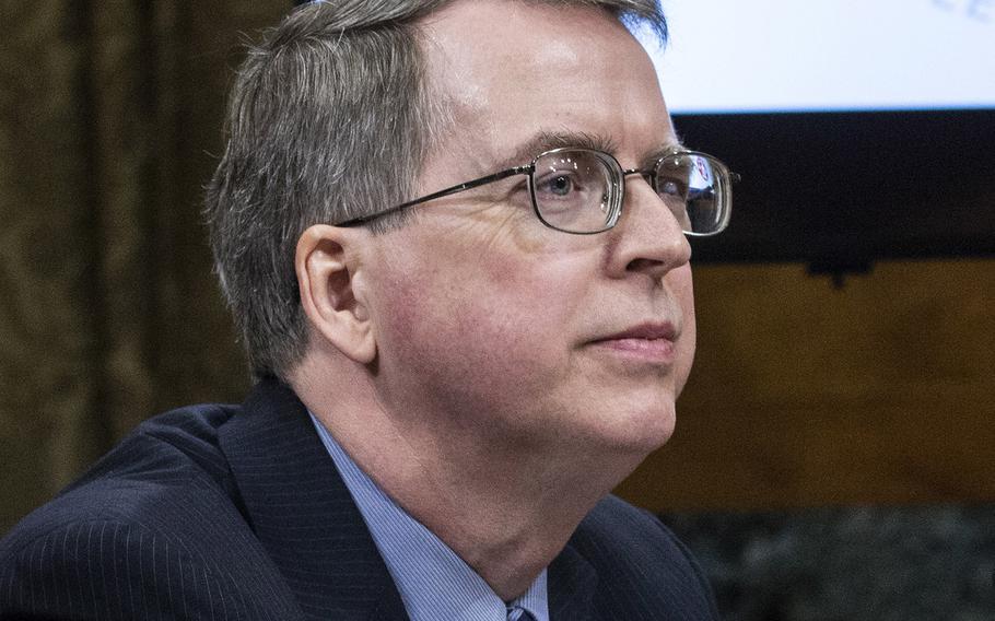 DOD Comptroller David Norquist, at a Senate Budget Committee hearing in March, 2018.