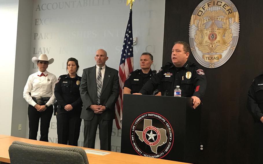 Cedar Park Police Chief Sean Mannix speaks during a news conference Jan. 28 about the murder of Airman 1st Class Austin Burroughs.