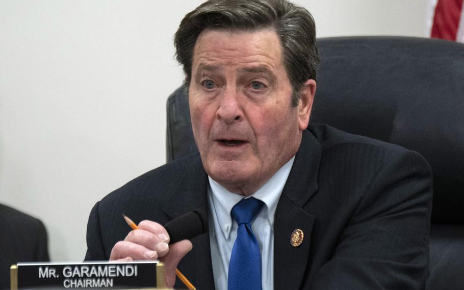 House Armed Services Readiness subcommittee Chairman Rep. John Garamendi, D-Calif., speaks during a Capitol Hill hearing on military housing issues, April 4, 2019.