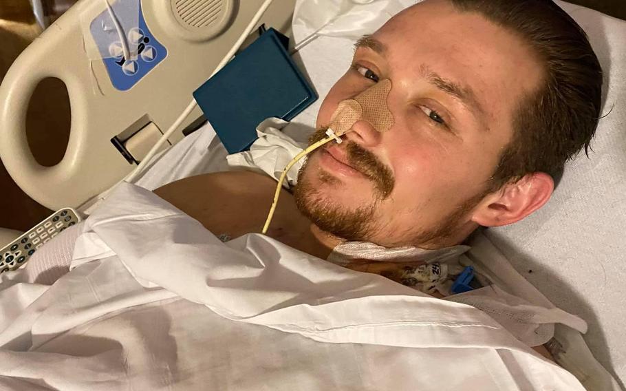 Tyler Andrews, 23, underwent his 20th surgery this week as part of ongoing treatment for “catastrophic” injuries he suffered as a result of a suicide bomber attack on Aug. 26 at Kabul’s Hamid Karzai International Airport.