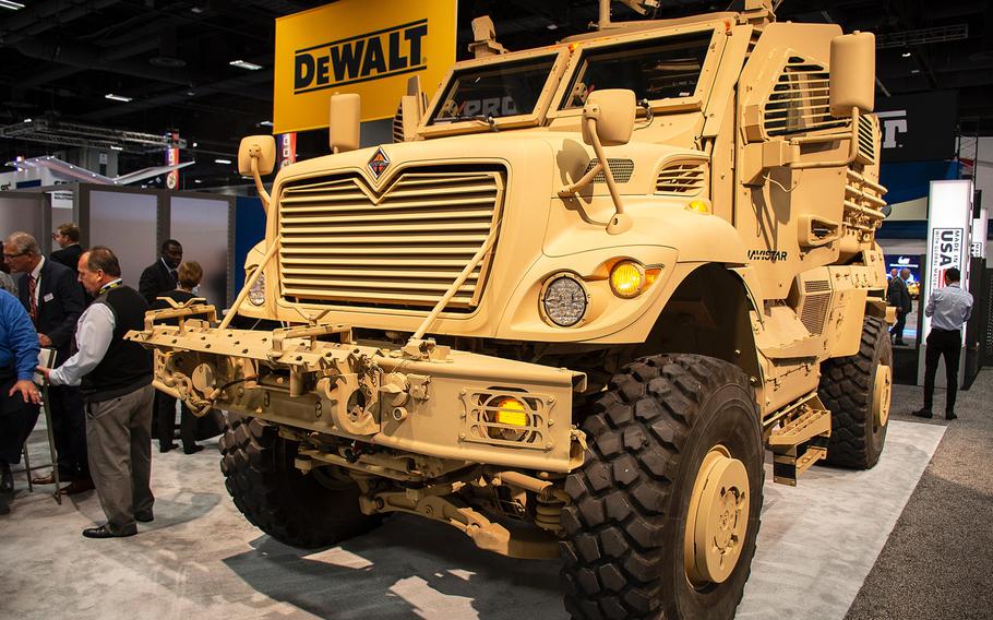 A Navistar Defense MaxxPro armored vehicle is displayed at the annual AUSA convention in Washington D.C., on Tuesday, Oct. 15, 2019.