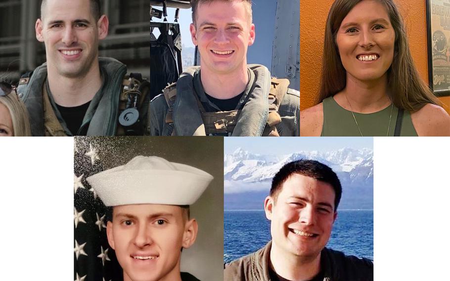 Naval Air Crewman (Helicopter) 2nd Class James P. Buriak, Lt. Paul R. Fridley, Hospital Corpsman 2nd Class Sarah F. Burns, Hospital Corpsman 3rd Class Bailey J. Tucker and Lt. Bradley A. Foster were killed when an MH-60S Seahawk helicopter, assigned to Helicopter Sea Combat Squadron 8, crashed approximately 60 nautical miles off the coast of San Diego, Aug. 31.