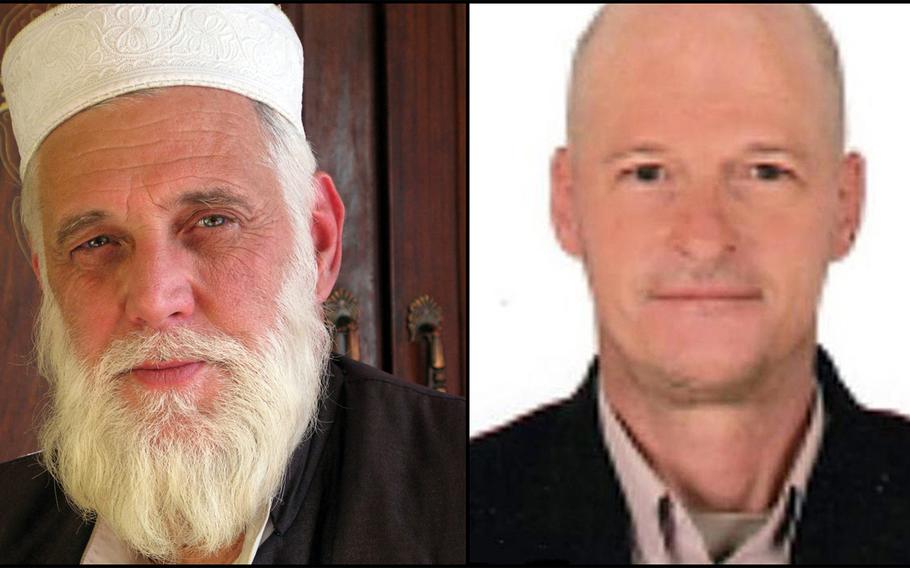 L-R: Author Paul Overby, was last seen in eastern Khost province in May 2014. Former Navy diver and longtime contractor Mark Frerichs went missing in Afghanistan in early February of 2020. 