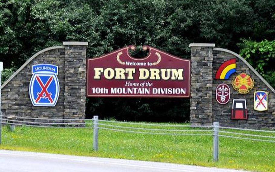 The entrance to Fort Drum, N.Y. is shown in this undated file photo.