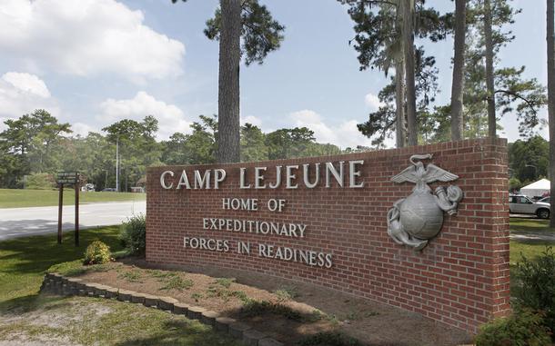 The entrance to Camp Lejeune is show in this undated file photo.