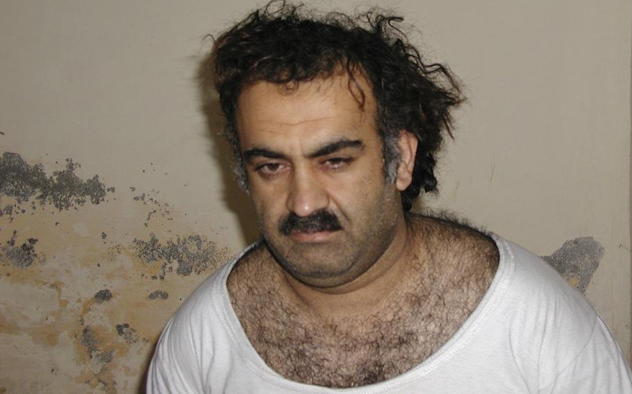 In this March 1, 2003 file photo obtained by The Associated Press, Khalid Sheikh Mohammed is seen shortly after his capture during a raid in Pakistan. The leading propagandist of al-Qaida, labeled the “principal architect of the 9/11 attacks” by the 9/11 Commission, he was captured by the CIA and Pakistan’s secret police, then spirited to CIA prisons in Poland and Afghanistan and finally to Guantanamo.