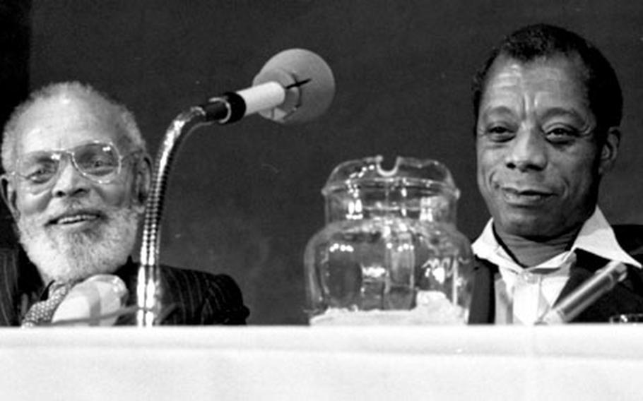 Chester Himes, left, and James Baldwin at Stuttgart, Germany, in February, 1973.