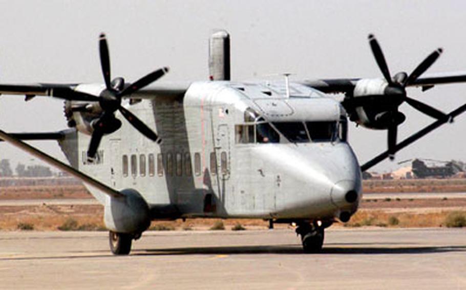 A C-23 Sherpa belonging to the Army National Guard returns from a mission in Iraq in this undated file photo.