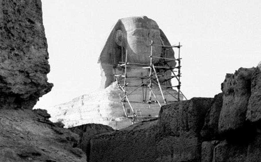 The Sphinx gets a facelift after centuries of battering by the wind and sun.