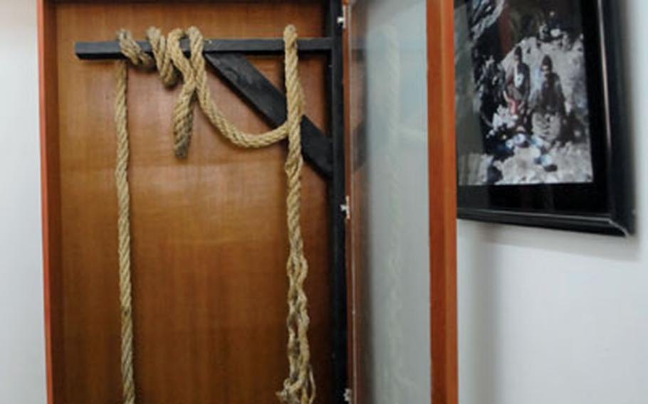 A rope used for hangings at Abu Ghraib prison under Saddam Hussein&#39;s regime is on display at the National Red Museum in Sulaymaniyah.