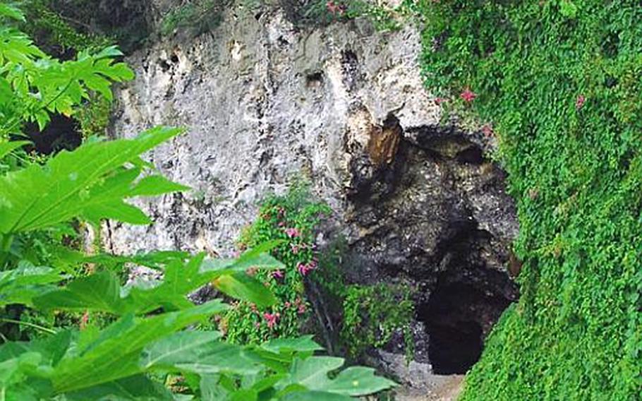 Native Guamanians and Koreans were forced to dig caves for Japanese forces during the World War II occupation of the island. This cave is now a monument to the war on Naval Base Guam.