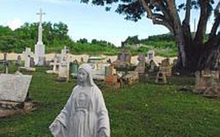 This Guam cemetery containing at least 157 graves was badly damaged by U.S. bombers during World War II and is now U.S. Navy property. Guam residents are allowed on base to visit the site during holidays and special occasions.