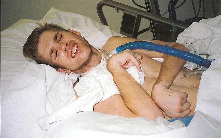 Staff Sgt. Dean Witt lays incapacitated with brain damage at David Grant Medical Center at Travis Air Force Base in California following medical mistakes made by the staff during his 2003 appendectomy.He died in January 2004. 