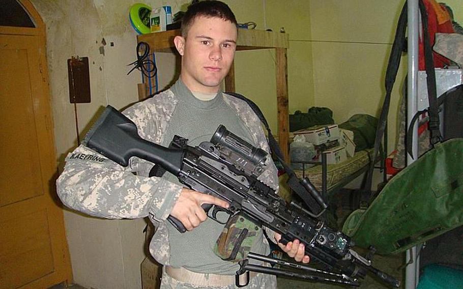 David Kaefring, posing with an M249 Squad Automatic Weapon in Afghanistan in 2009, was a freshman in high school on September 11, 2001.