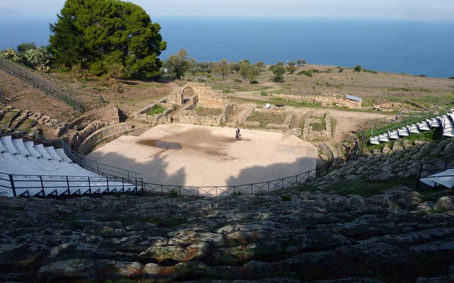 The Greek theater at the archaeological site of Tyndaris offers a beautiful view of the Tyrrhenian Sea. Although built by the Greeks, much of what remains is Roman.