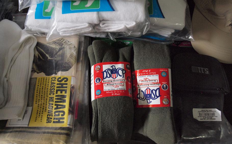 Socks by DSCP — or the Defense Supply Center Philadelphia — are made for American troops. Instead, they were for sale at Kabul’s “Bush Market,” which has thousands of items likely stolen from coalition supply trucks.