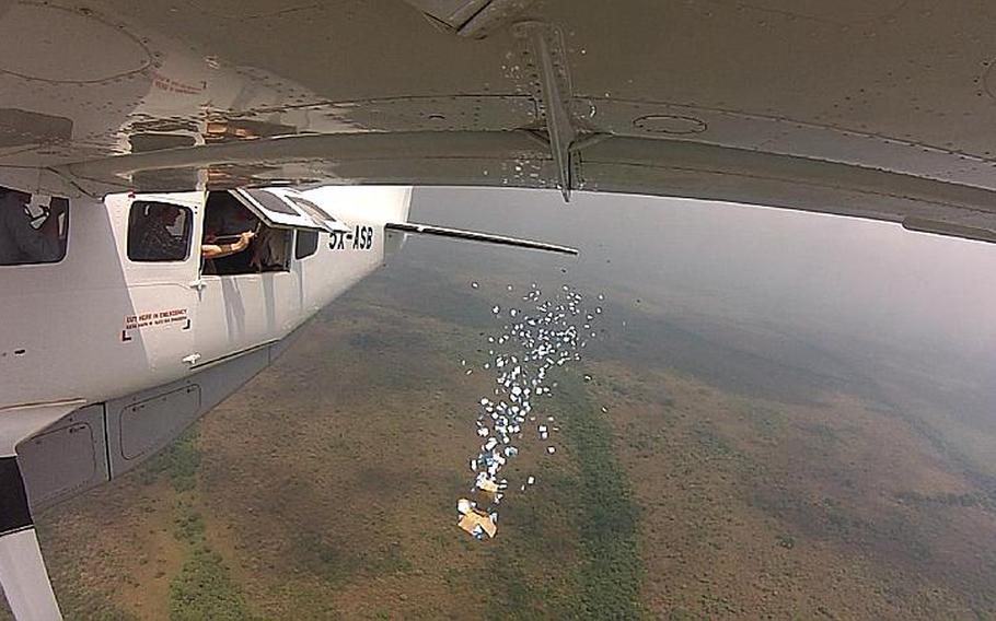 Some 30,000 leaflets were dropped by Invisible Children over Garamba National Park in the Democratic Republic of the Congo, where elements of the Lords Resistance Army rebel group are believed to be present. 