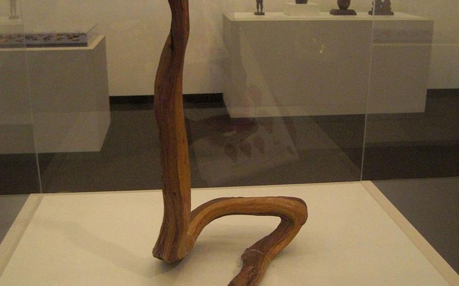 A snake made out of a mesquite twig is part of the traveling exhibit of the art and crafts created by the imprisoned Japanese-Americans during World War II now showing at the Urasoe Art Museum on Okinawa through June 30.
