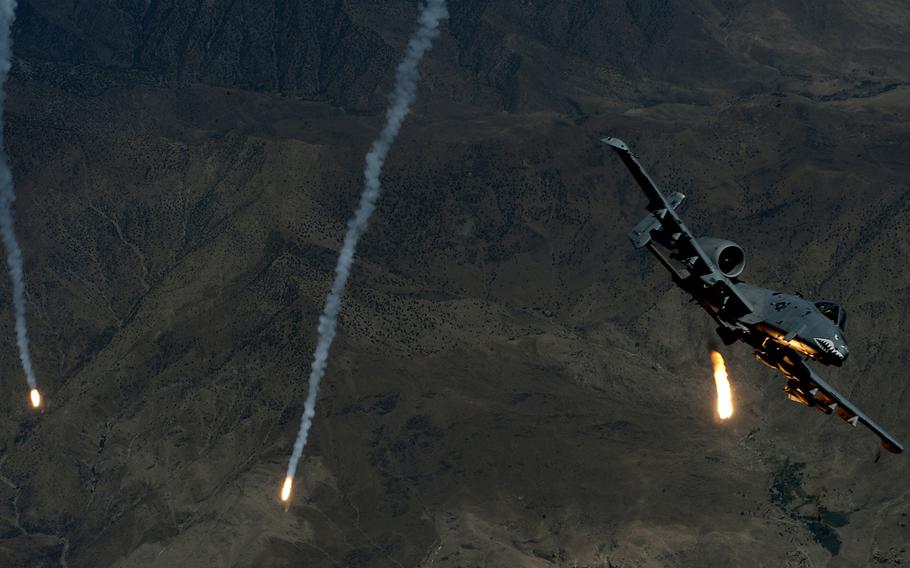 Capt. Antonio Massara, 74th Expeditionary Fighter Squadron, deploys flares from an A-10 Thunderbolt II during a mission over Southeast Asia on July 25, 2013. Massara is a fighter pilot deployed out of the 74th Fighter Squadron at Moody Air Force Base, Ga.