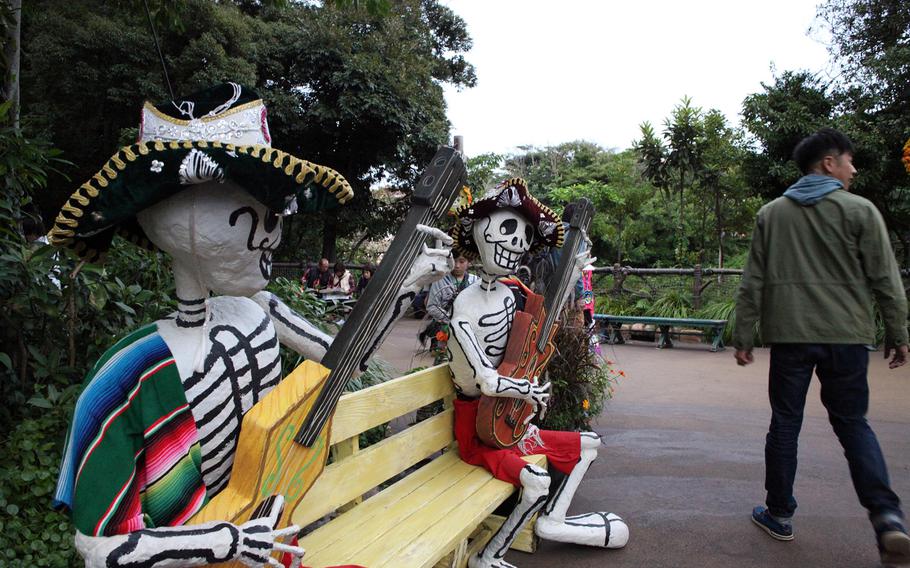 Dia de los Muertos decorations adorn the Mexican themed ''Lost River Delta'' area at Disney Sea in Tokyo.