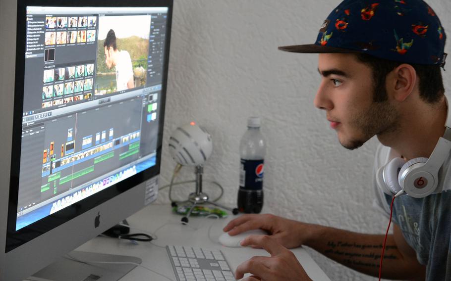 Wiesbaden's Stefan Diaz edits a video in the video production workshop at this year's Creative Connections. The students in the workshop produced three short movies and a video of all the days' activities in all the work shops. More than 160 students from DODDS-Europe high schools participated in this year's event that features 11 workshops in the visual and performing arts.