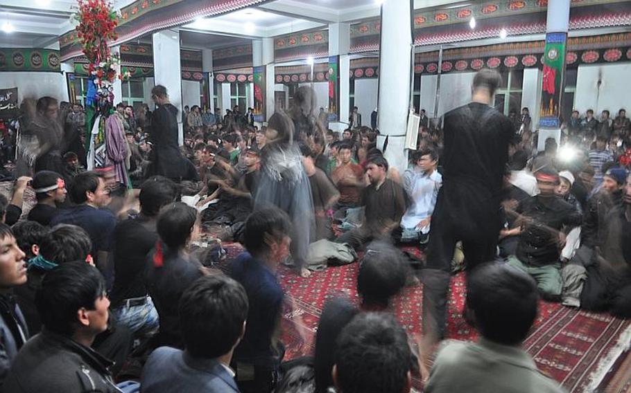 Worshipers at a mosque in Bamiyan, Afghanistan whip themselves with metal chains and beat their chests to mourn the killing of Hussein Ibn Ali, grandson of the Muslim prophet Muhammad. The ritual is part of Ashura, one of the holiest days of the year for Shia Muslims. 