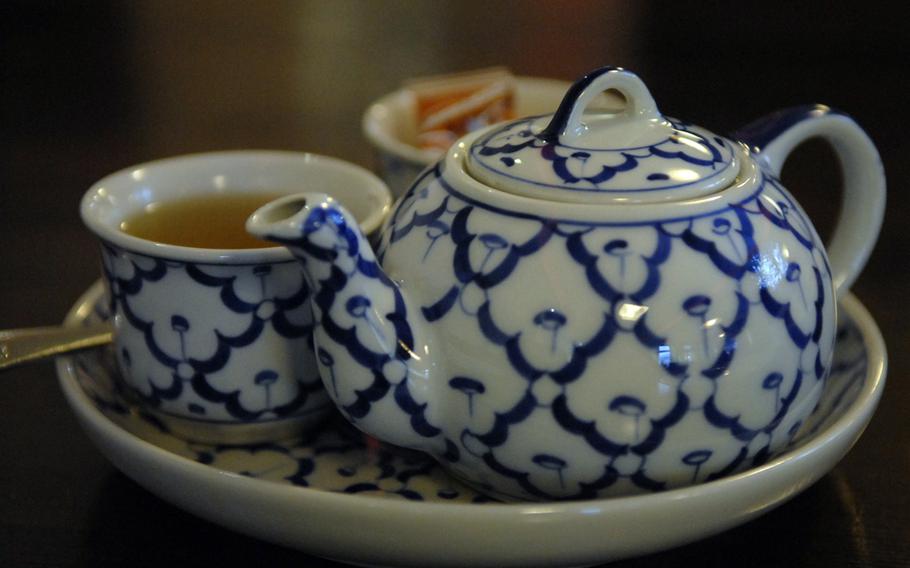 Hot oolong tea, as it is served at Zimtblüte restaurant in Einsiedlerhof, Germany.