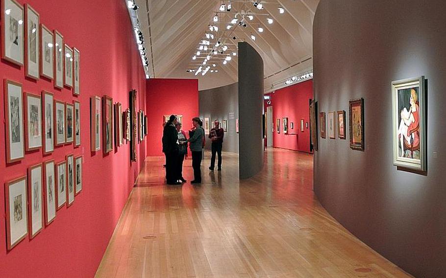 A view of the "Esprit Montmartre: Bohemian Life in Paris around 1900" exhibit at the Schirn Kunsthalle in Frankfurt, Germany, before a press viewing, Thursday, Feb. 6, 2014. The exhibit runs until June 1, 2014.