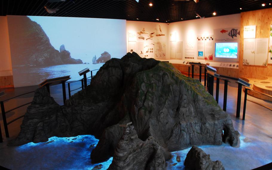 A model of the Dokdo islets is on display at the Dokdo Museum in Seoul.