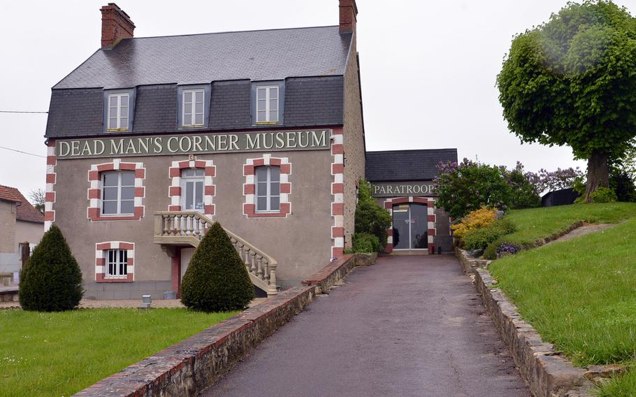 Dead Man's Corner Museum features the history of the D-Day invasion and gets its name from a tank commander killed in battle whose body hung outside the turret of his tank for several days. As the story goes, soldiers called it the corner with the dead man in the tank, but shortened it eventually to dead man's corner. In the shop at right one can buy original equipment, patches and other World War II memorabilia.