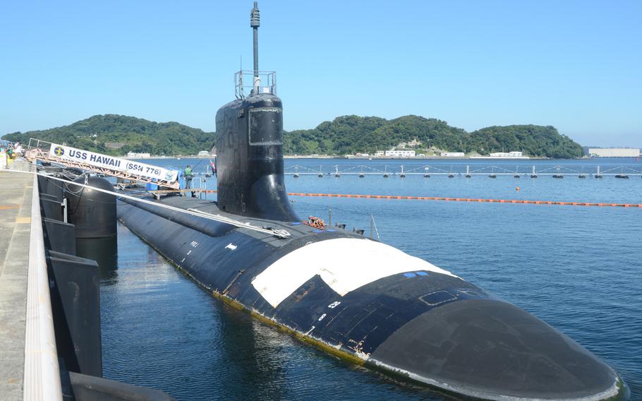 The fast-attack sub USS Hawaii remains in port at Yokosuka Naval Base after on Aug. 22, 2014, arriving from Hawaii two days earlier.