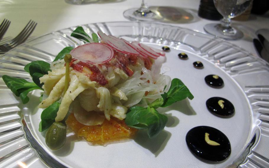 The food is beautiful, too, at tira tardi in Vicenza, Italy. Here's the lobster salad with orange and fennel.